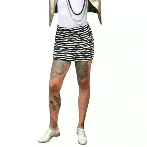 Morgan de Toi Zebra  Mini Skirt, S, Faux Wool Boho Y2K Sexy Goth Festival Style